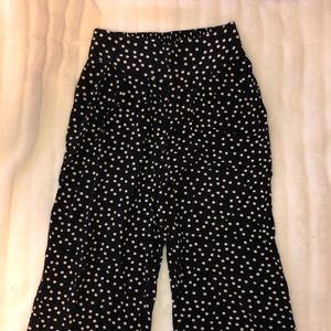 Flowy black and white polka dot yoga pants